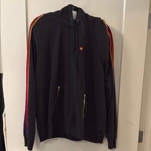 Aviator Nation Black Hoodie with Rainbow Stripes